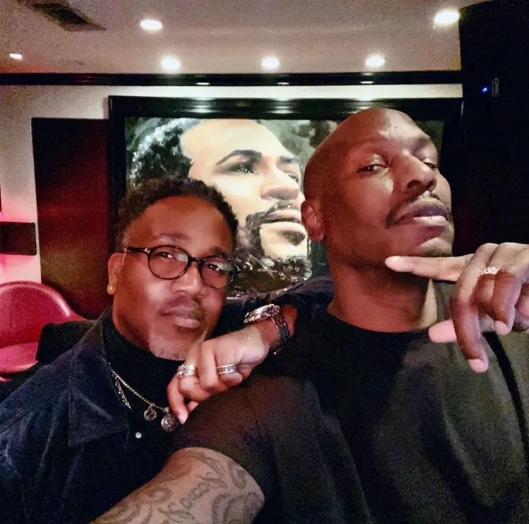 troy taylor with tyrese in studio